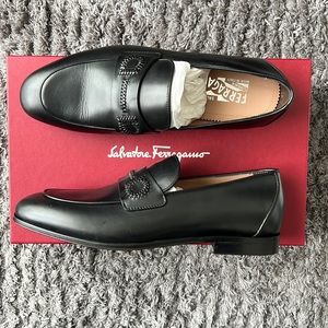 SALVATORE FERRAGAMO Rost Braided Gancini Leather Loafers